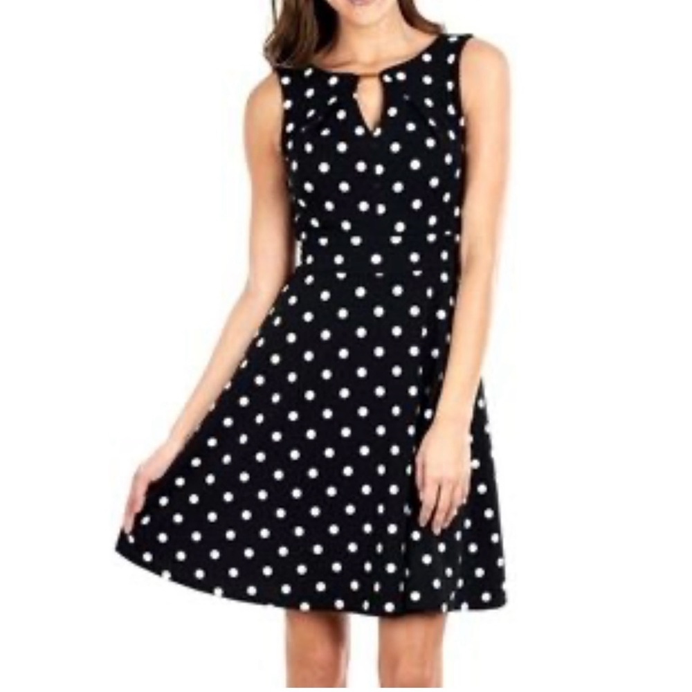 Joseph Ribkoff Black and White Polka Dot Mini Dress